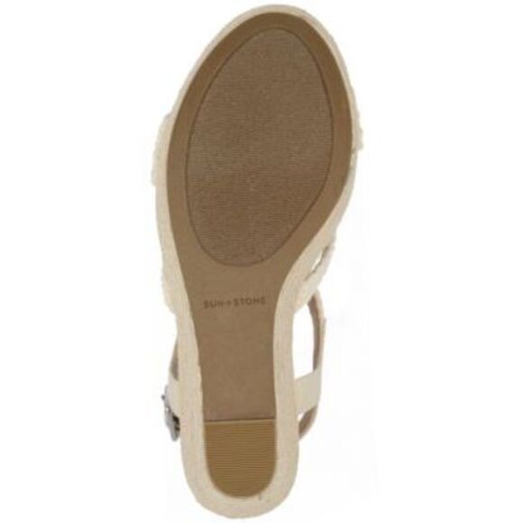 SUN STONE Womens Ivory 1" Platform Esme Round Toe Wedge Slingback Sandal 9.5 M - Picture 4 of 4